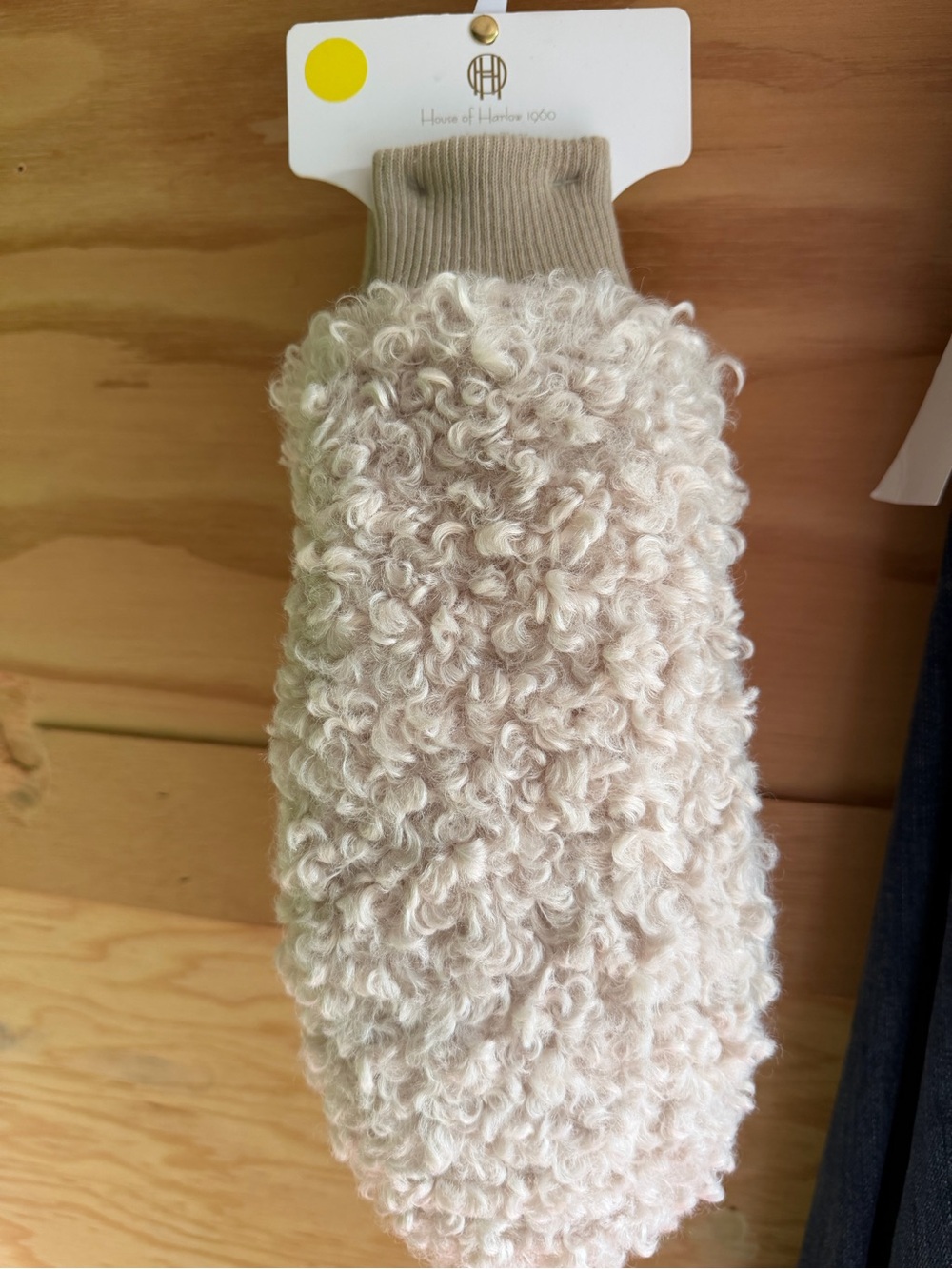 House of Harlow 1960 Cream Faux Curly Shearling Mittens